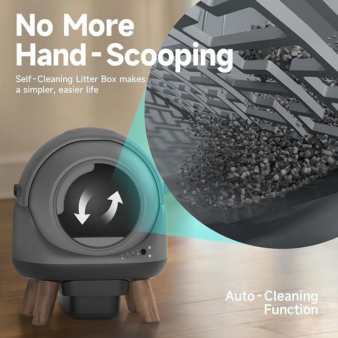 Self Cleaning Litter Box, LAGBY G1 Automatic Litter Box for Cats, Large Robot Cat Litter with Odor Control Anti-Pinch Safety Protection Included Liners and Mat