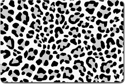 Rnivvi Dog Food Mat, 12" x 19" Leopard Absorbent Dog Cat Bowl Mat for Food and Water, Cute Anti-Slip Rubber Pet Feeding Rug Protect Floors, Puppy Placemat for Feeding & Watering Supplies, Leopard