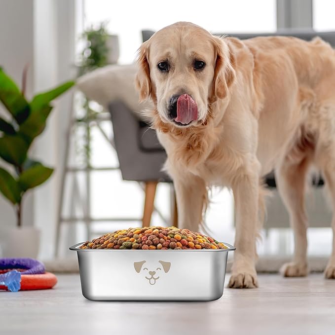 Sweetude 4 Pcs Stainless Steel Dog Bowls Bulk High Capacity Metal Dogs Food and Water Bowls for Large Dogs Pets(Silver,1.25 Gallon)