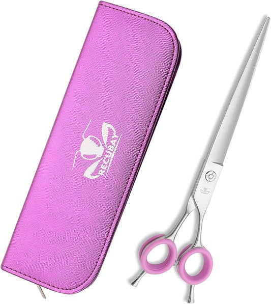 Dog Grooming Scissors, 8.0" Shears, Straight Scissors for Pet Hair Trimming. Matte Deluxe Dog Shears