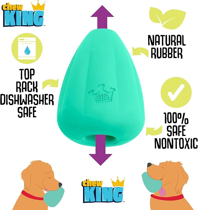 Chew King Premium Treat Dog Toy, Extremely Durable Natural Rubber Toy, Bacon Flavored Dog Toy