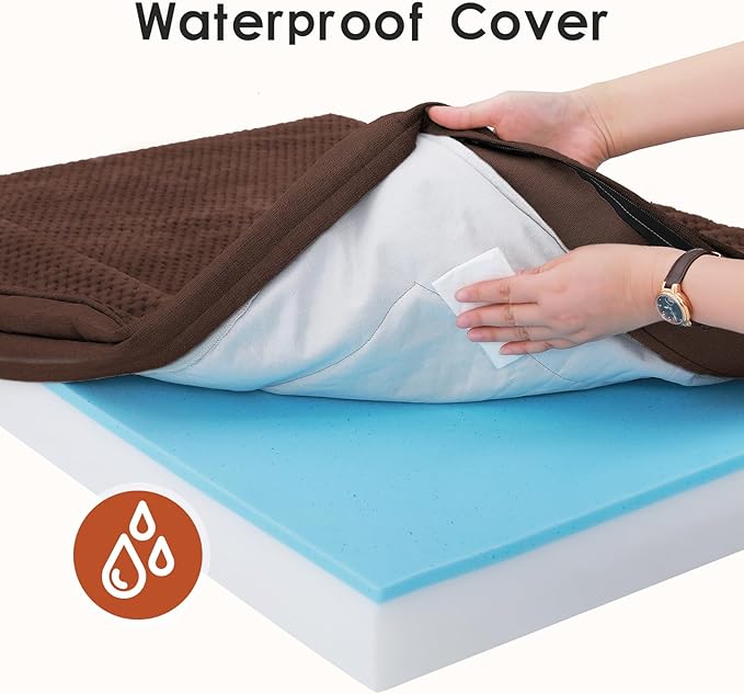 Orthopedic Dog Beds Large Sized Dog, Memory Foam Pet Bed for Large Dogs, Washable Removable Cover, Nonskid Bottom, Waterproof, 41x27x6 Inches, Brown Grey