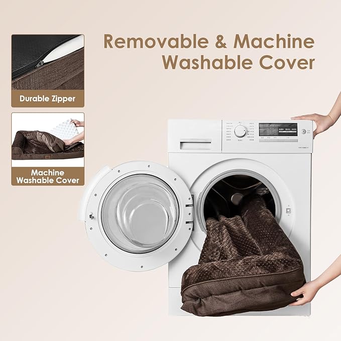 EHEYCIGA Memory Foam Dog Bed XLarge Sized Dogs, Extra Large Dog Bed Orthopedic with Washable Removable Cover, Waterproof XL Pet Bed Couch for Crate, 41x27x6 Inches, Brown