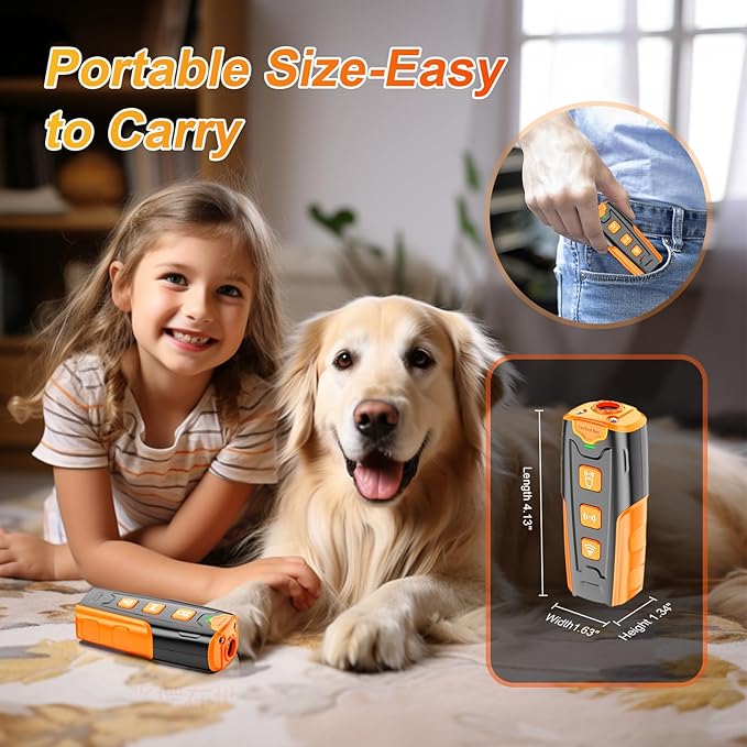 Dog Bark Deterrent Devices, Anti Barking Device for Dogs, 3 Modes Ultrasonic Dog Training Remote Control Effective & Safe Pet Corrector Behavior Portable Indoor Outdoor Uses