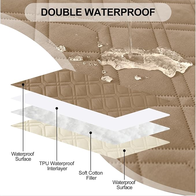 Smiry Waterproof Dog Blanket, 82x120 Inch Soft Pet Bed Cover Reversible, Washable Sofa Couch Furniture Protector for Small Medium Large Dog Puppy Cat, Camel/Beige