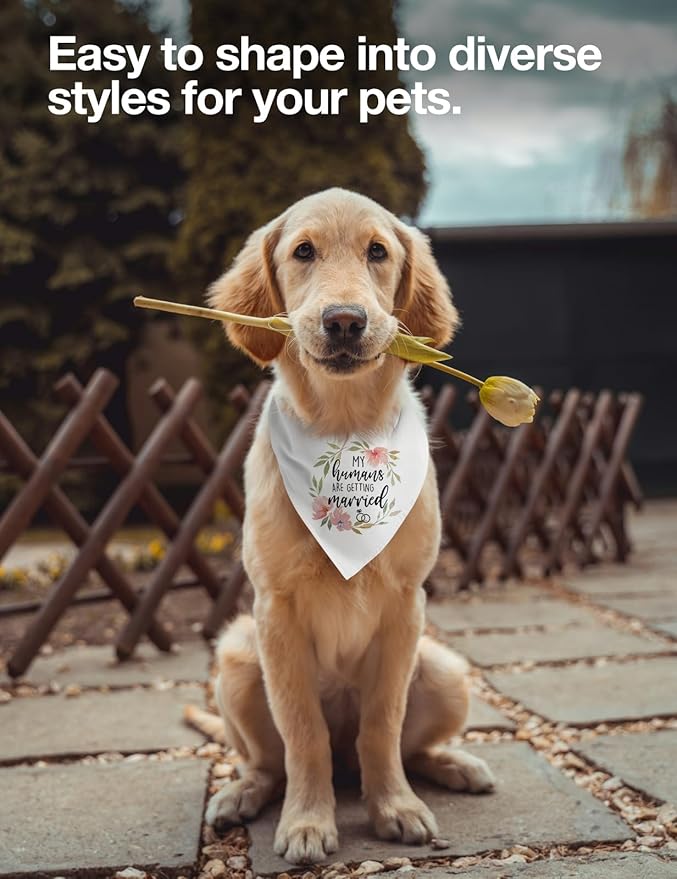 Funny My Humans are Getting Married Dog Bandana, White Wedding Photo Prop Pet Dog Triangle Scarf, Wedding Egagement Party Decorations Dog Bandana, Engagement Gifts for Dog Lovers