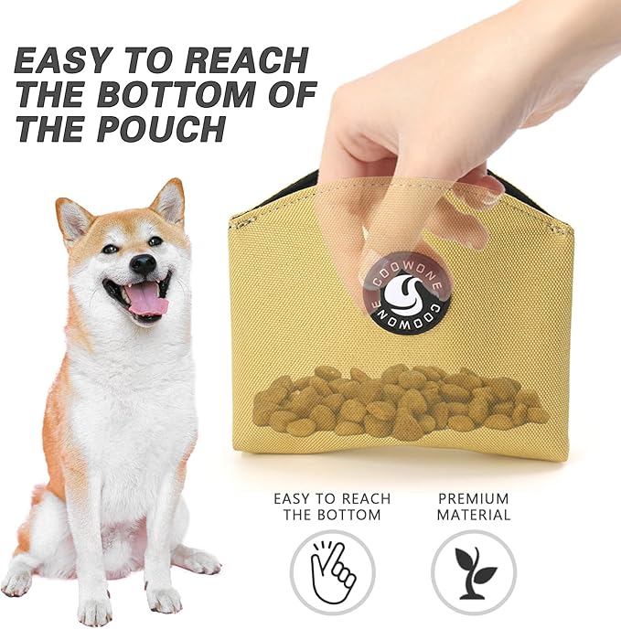 COOWONE Dog Treat Pouch Magnetic Closure Small Dog Training Treat Pouch Pocket Sized Small Dog Treat Pouch with Clip (Khaki)