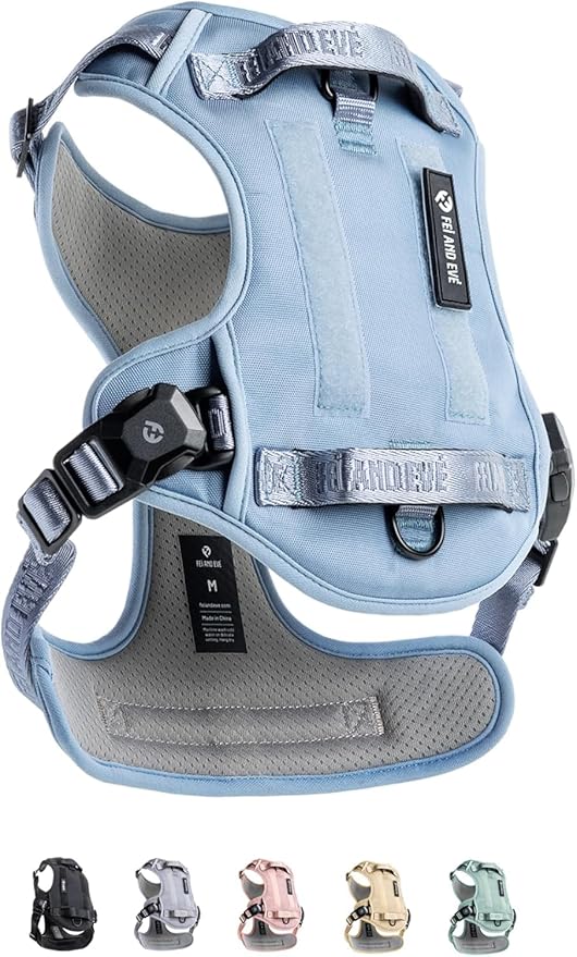 2025 New Edition, Fei & Eve MagEase Dog Harness - 3-Second Magnetic Buckles | 3-Point No-Pull Control | Heavy-Duty 900D Nylon | Dual Safety Handles | Breathable Mesh | Adjustable Fit | Medium, Blue