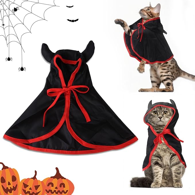 Halloween Pet Costumes Halloween Vampire Costume Cape Accessories Black Cat Wizard Cloak Puppy Witch Collar Cape Halloween Cosplay Clothes Apparel for Cats Small Dogs