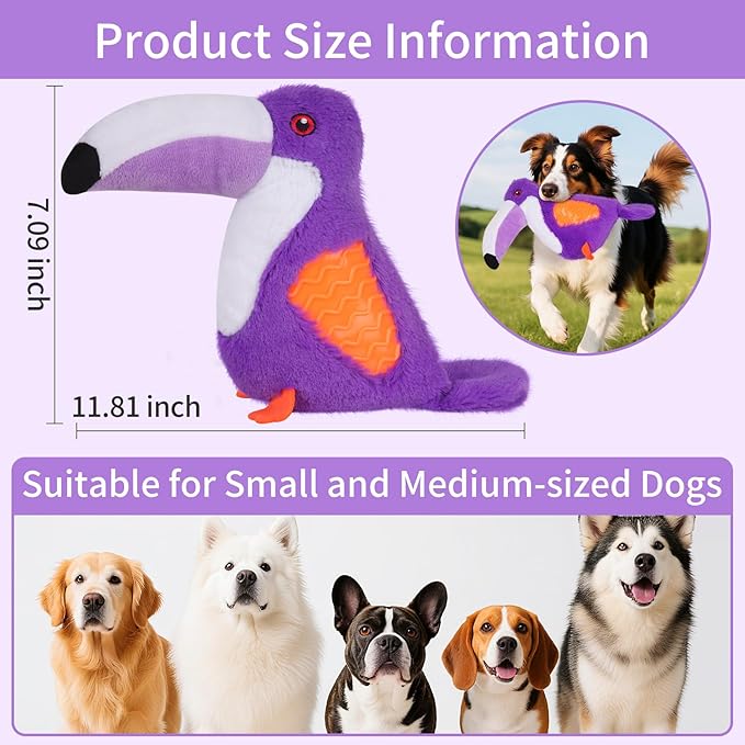 Dog Toys Plush,Squeaky Dog Toys,Cute Tantou Plush Toy for Small Dogs,Soft Stuffed Interactive Chew Toys to Keep Them Busy(Purple)