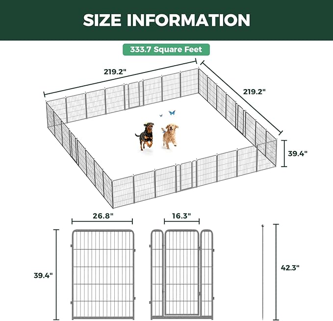 FXW Aster Dog Playpen Designed for Yard, 40inch 32 Panels