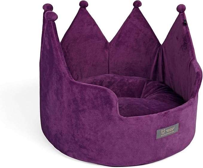 NANDOG Pet Gear Crown Cozy Round Dog and Cat Bed Collection Washable Indoor Pet Bed for Small Breeds -Soft Bed Fits in Crate or Kennel - Made of Ultra Soft Micro-Plush Material (Purple)