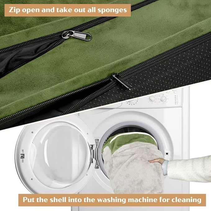 Comfort Expression Orthopedic Dog Bed for Extra Large Dogs 42x30 Inch, Waterproof Egg Crate Foam XL Pet Bed with Removable Bolsters, Dog Couch with Washable Cover & Non-Slip Bottom, Light Green