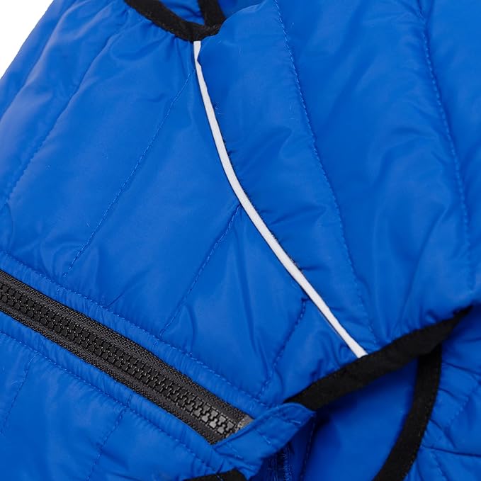 Lovelonglong Warm Jacket - 4 Legs Covered Waterproof Windproof Reflective Vest, Zippered Adjustable Outdoor Snow Jacket for Small Medium Large Dogs, Blue L