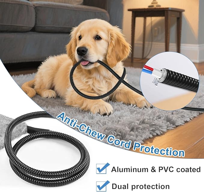 Dog Heating Pad, 32×20 in Heated Dog House, Upgraded Always-On Smart Thermostat Metal Protective Tube with a Plush Fabric Cover Puppy Whelping Supplies- Grey