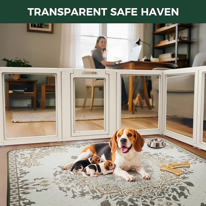 FXW AuraSpace Acrylic Indoor Dog Playpen for Medium Dogs, 35 Inch, 10 Panels, White