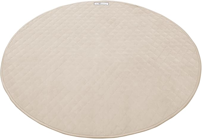 Paw Inspired 48 Inch Round Playpen Mat, Super Absorbent Fleece Cage Liner with Non-Slip Bottom, Waterproof Pet Play Pen Pad for Dogs, Rabbits, Guinea Pigs, Hamsters, Small Animals (Tan)