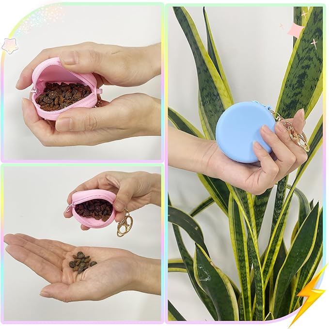 4PCS Silicone Dog Treat Pouch Small Bag, Pocket-Sized Pet Training Treat Bag,Zipper Design,Unscented, Reusable, Travel Walking Bag, Portable Training Bag