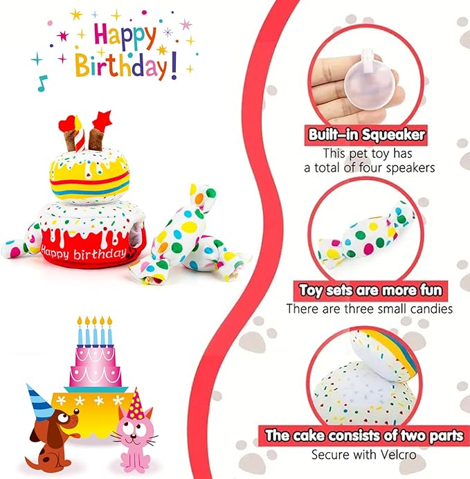 Hollypet Hide and Seek Squeaky Dog Toy, Designed Interactive Puzzle Plush Stuffed Puppy Toys，Cake