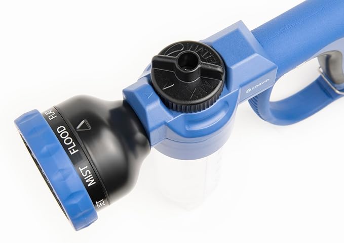 Adjustable Nozzle with Soap Dispenser, 8-Pattern Spray Hose Nozzle for Cleaning Cars, House, and Pets - Lightweight Plastic Design