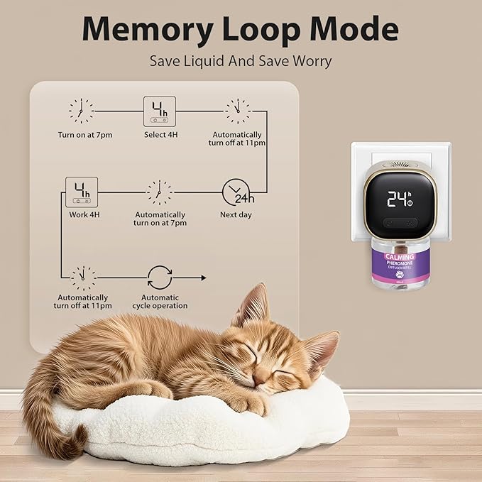 Multi Cat Calming Diffuser Relieve Stress Anxiety Cat Pheromones Calming Diffuser with Timing Function Cat Pheromone Diffuser 3 Pack Pheromones to Reduce Fighting Spraying and Scratching Fits All Cats