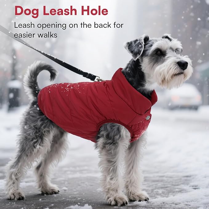 ASENKU Dog Winter Coat - Waterproof Windproof Dog Jacket, Warm Snowproof Doggie Puffer Vest for Cold Weather, Lightweight Snow Coats for Small Medium Large Dogs(L, Red)