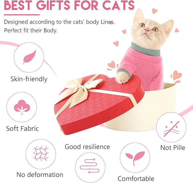 Sticky Cat Clothes Stretchy, Sphynx Hairless Sweater & Pajamas for Cats only, Soft Cat Onesie for Cats After Surgery Female Male & Hair Loss Prevention, Pink M
