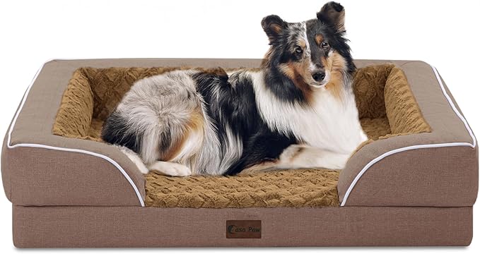 Orthopedic Dog Beds for Large Sized Dogs, Waterproof Memory Foam Large Pet Bed with Sides 36x27Inch, Non-Slip and Egg-Crate Foam Big Dog Couch Bed with Removable Washable Cover, Brown