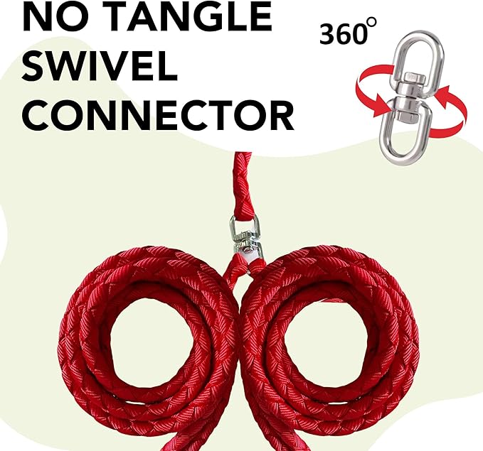 Caldwell's Pet Supply Co. Dual Dog Leash, Double Dog Leash for Two Dogs, Tangle Free, Heavy Duty Double Ended Tandem Leashes with Padded Handle, Tangle-Free Swivel, for Small, Medium or Large Dogs