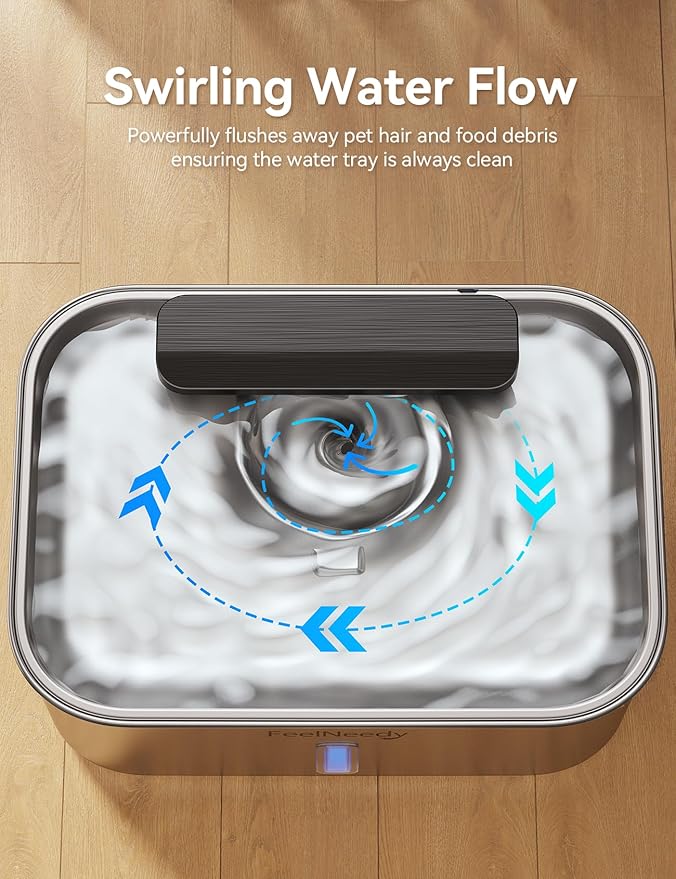 FEELNEEDY 3 Gal Stainless Steel Dog Water Fountain for Large Dog, Pet Water Fountain, Dog Water Bowl Dispenser with Water Level Window, Super Quiet for S-L Dogs and Multi-Pet, Easy to Clean(FN-W13)