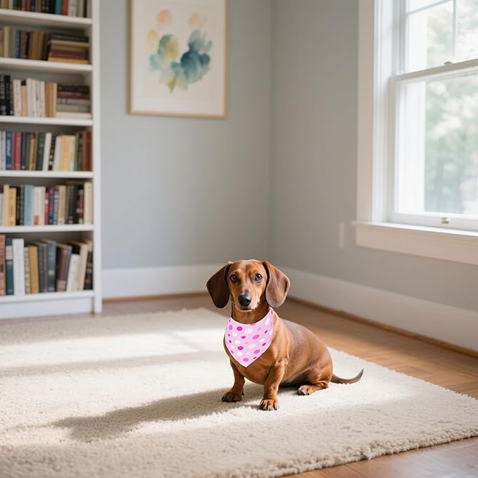 7 PCS Medium Polka Dot Dog Bandanas Hemming Seam Edge Dog Bandana for Small Dogs Print One Side Large Cats Scarfs Party Grooming M