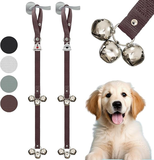 Caldwell's Pet Supply Co. Dog Potty Bells, Dog Door Bell, Bells To Go Outside, Potty Training Bell, Dogs Doorbell, Dogs Potty Doorbell, Ring To Go Pee, All Breed Puppy Training Tool - Brown (Set of 2)