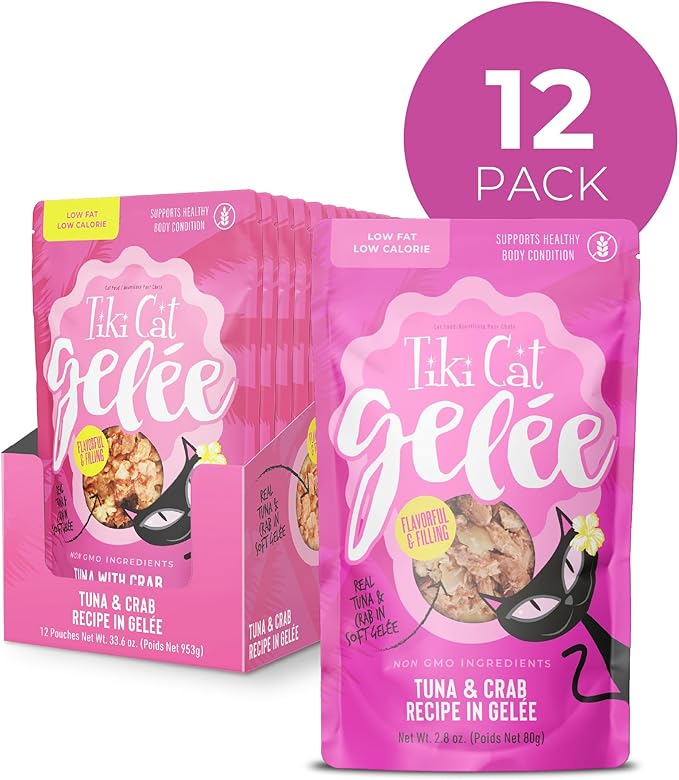 Tiki Cat Gelee Wet Cat Food, Tuna & Crab, 2.8 oz. Pouch (12 Count)