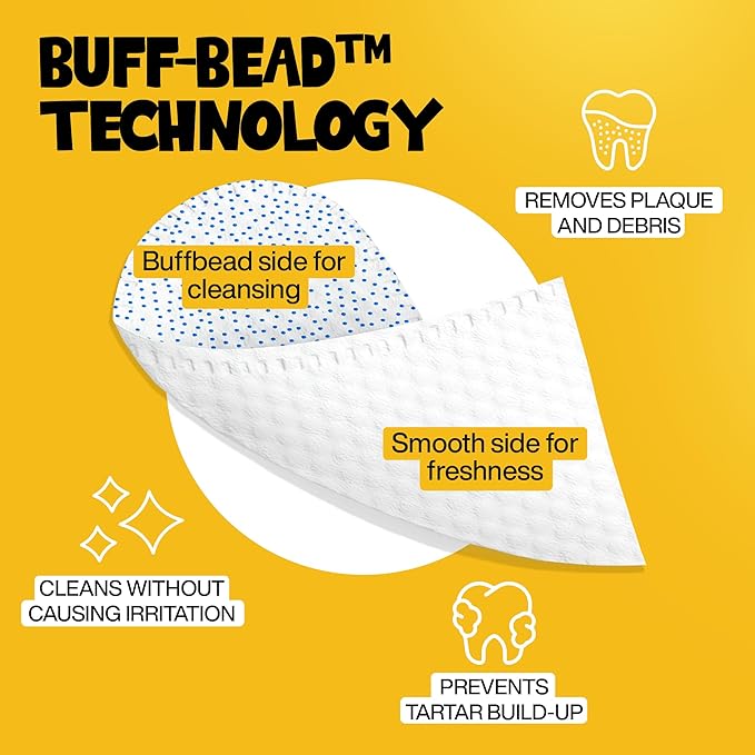 Dog Teeth Cleaning Wipes 60 Packs - Peanut Butter Dental Wipes to Reduce Plaque & Tartar for Dogs & Cats - Pet Dental Wipes for Oral Freshness