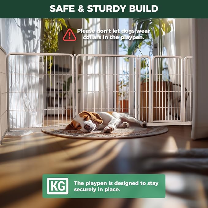 FXW Homeplus Unleashed Indoor Dog Playpen - Stress-Free and Safe Play, Heavy Duty 32 Inch 6 Panels Dog Pen for Small and Medium Dogs, White│Patented