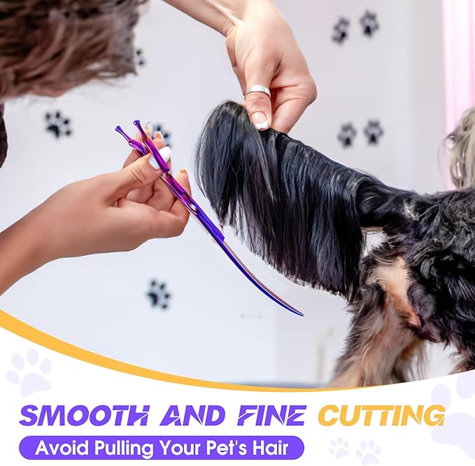 JASON 7.5" Dog Grooming Scisssors - Professional Curved Shears for Dogs, Japanese 440C Stainless Steel Dog Cutting Scissors with Diamond Adjustable Screw
