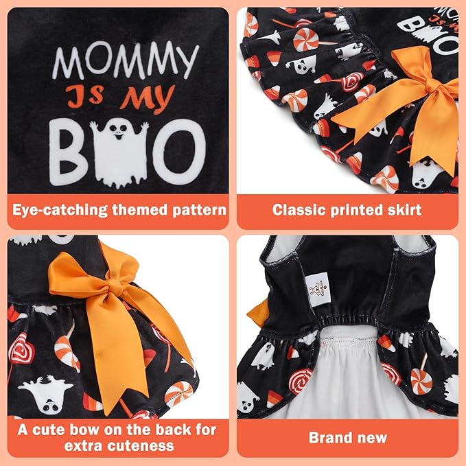 CuteBone Velvet Dog Dresses Halloween for Small Dogs, Stylish & Soft Fabric, Comfortable Fit for Everyday Wear, Perfect for Special Occasions NCVA14XS-D
