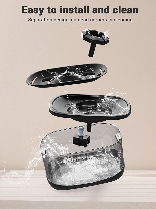 Kastty 2.5Gal/9.5L Dog Water Fountain 3 Flow Modes Cat Fountain with 2 Flower Spouts& 7" Larger Filter Super Filtration& Smart 3 in 1 LED Safe Pump, BPA-Free, Quiet for Large Dogs& Multi Pets(FS68)