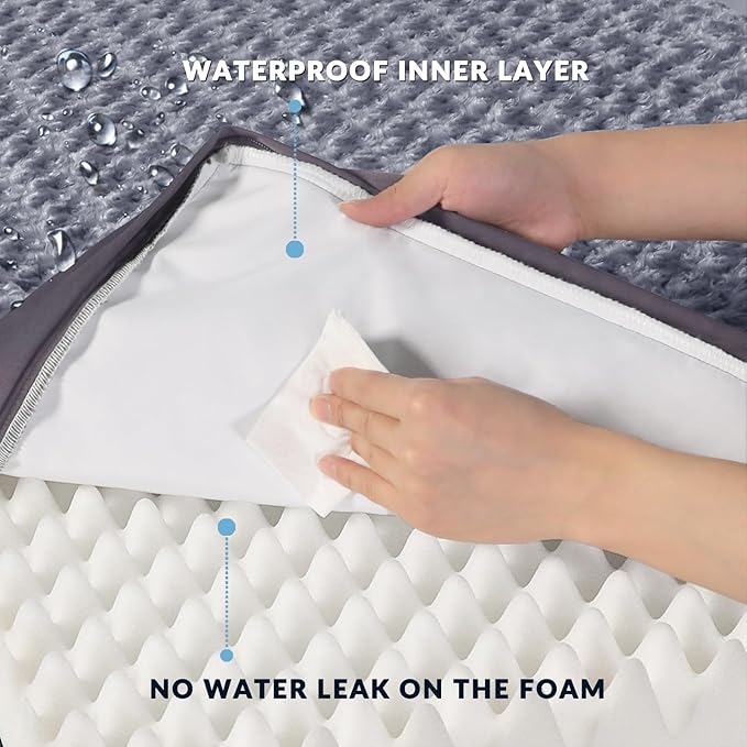 Figopage Orthopedic Memory Foam Dog Bed for Large Dogs, Waterproof Dog Crate Bed, Washable Pet Mat with Removable Cover and Nonskid Bottom