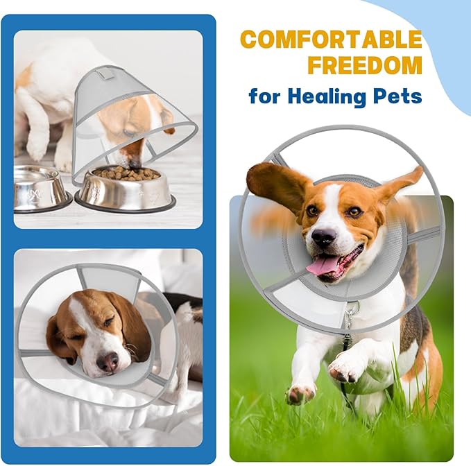 Soft Dog Cone Collar to Stop Licking, Comfortable Cones for Dogs After Surgery, Adjustabl Dog Recovery Collar for Large Medium Small Dogs