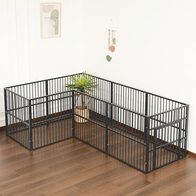 Dog Playpen - 32" Height Dog Pen, Heavy Duty Puppy Pen with Door, Safe & Sturdy, Easy Assemble for Indoor/Outdoor Pet Playpen