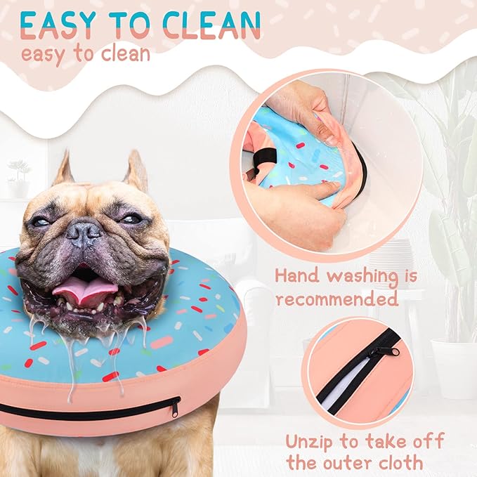 Supet Inflatable Dog Cone Collar Alternative After Surgery, Doggie Neck Donut Collar Recovery ECollar for Post Surgery, Soft Dog Cone for Small Medium Puppies Cats