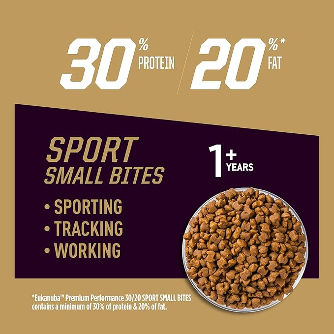 EUKANUBA Adult Premium Performance 30/20 Sport Small Bites Dry Dog Food, 3.5 lb Bag