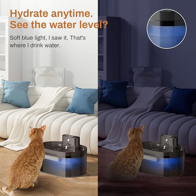 2.2L Smart Pet Water Fountain with Infrared Sensor & Battery Operation