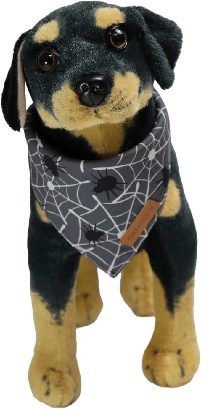Realeaf Halloween Dog Bandanas 2 Pack, Reversible Orange Gray Pet Scarf for Boy and Girl, Premium Durable Fabric, Holiday Bandana for Small Medium Dogs (Halloween, Small)