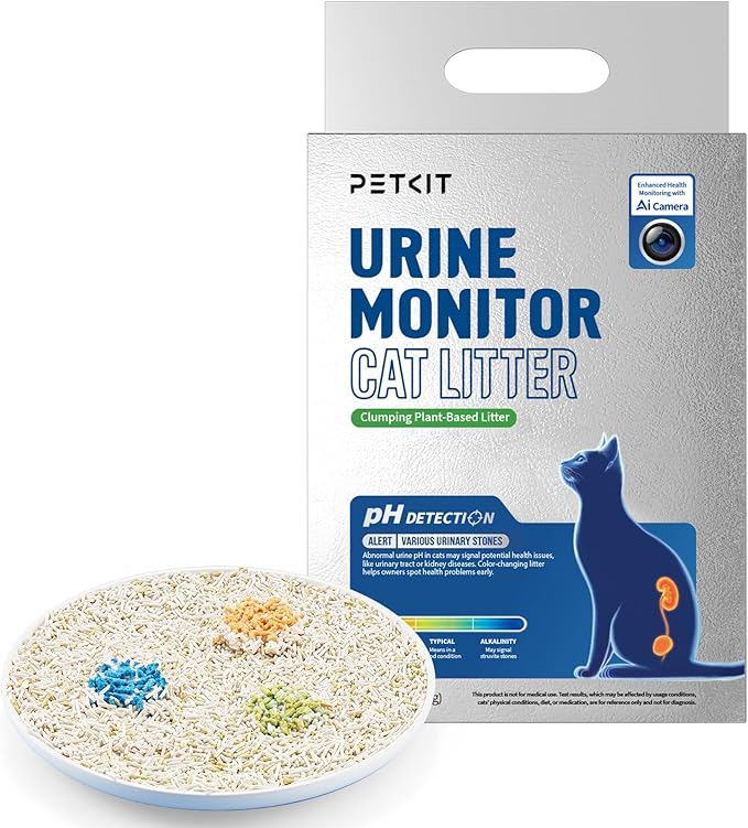 PETKIT 2025 New Urine Monitor Litter, pH Detection Tofu Litter, Superior Clumping 100% Natural Ingredients Plant Cat Litter, Dust-Free and Odor Control, Non-Sticky, Easy Scooping (5.2lb×1bag)