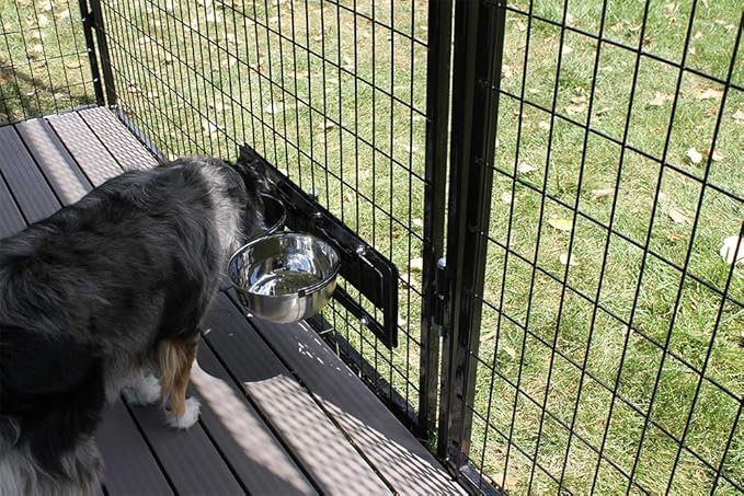 Dog Feeding & Watering Swivel Bowl Bracket & Metal Bowls