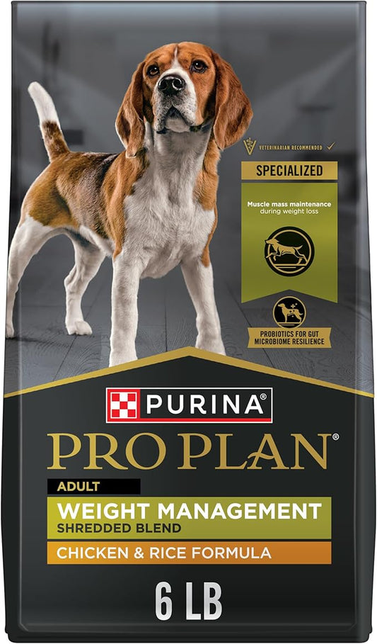 Purina Pro Plan Weight Management Dog Food Dry, Shredded Blend Chicken and Rice Formula - 6 lb. Bag