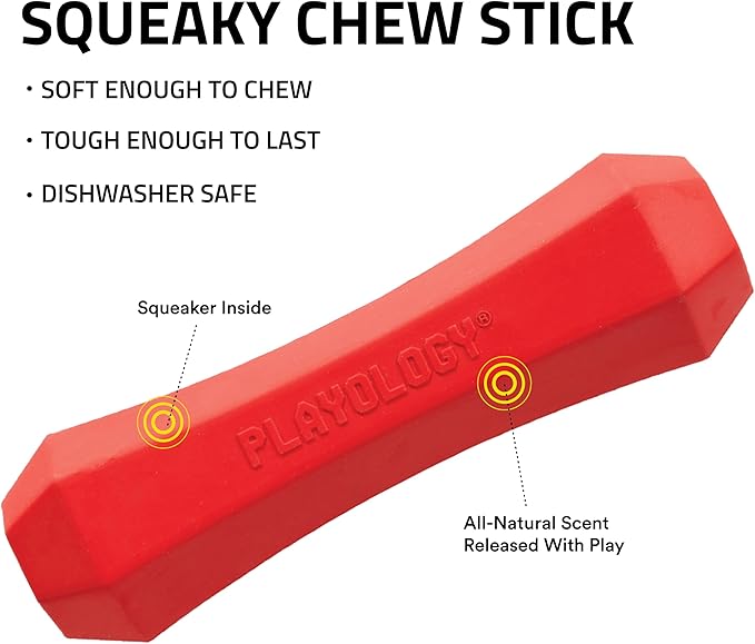 Playology Dog Toys | Durable Squeaky Chew Stick for Dogs | Jumbo Beef Scented Toy - Easy to Clean and Made from Non Toxic Materials