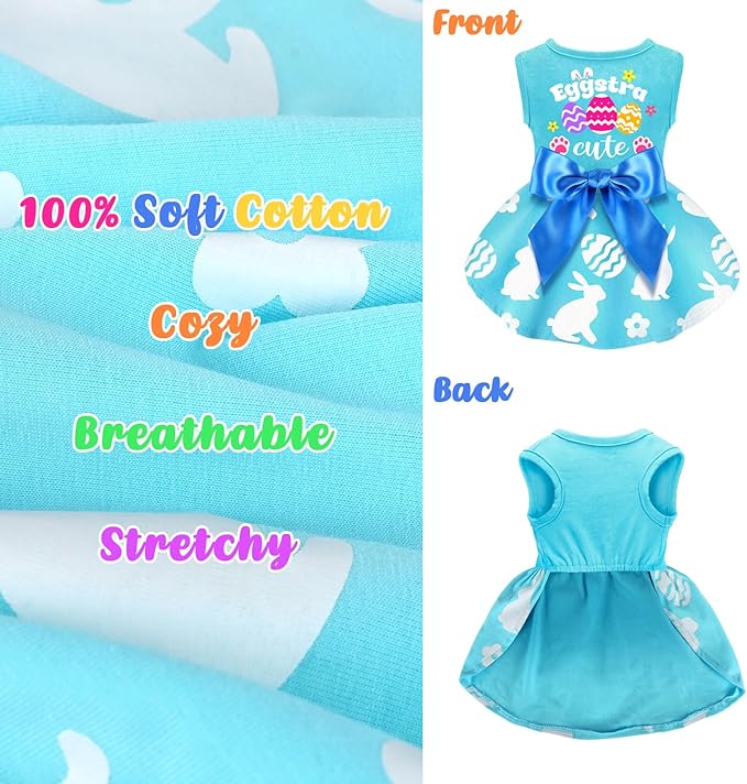 Dog Easter Outfit Cute Happy Easter Day Dog Dress Bunny Eggs Easter Dog Cat Clothes Pink Tulle Pet Doggie Apparel Outfit with Bowknot for Small Dogs Puppy Cat Girl Costume